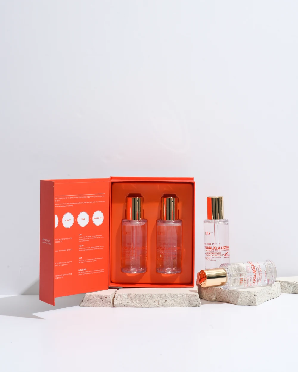 LHALA Peel Kit Premium, in-office box with the two peeling-solution bottles